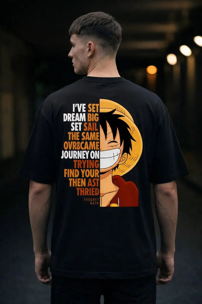 Black Adventure King anime motivational back print t-shirt