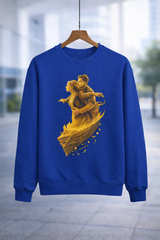 Blue couple graphic sweatshirt unisex cotton fleece artistic romantic design front view