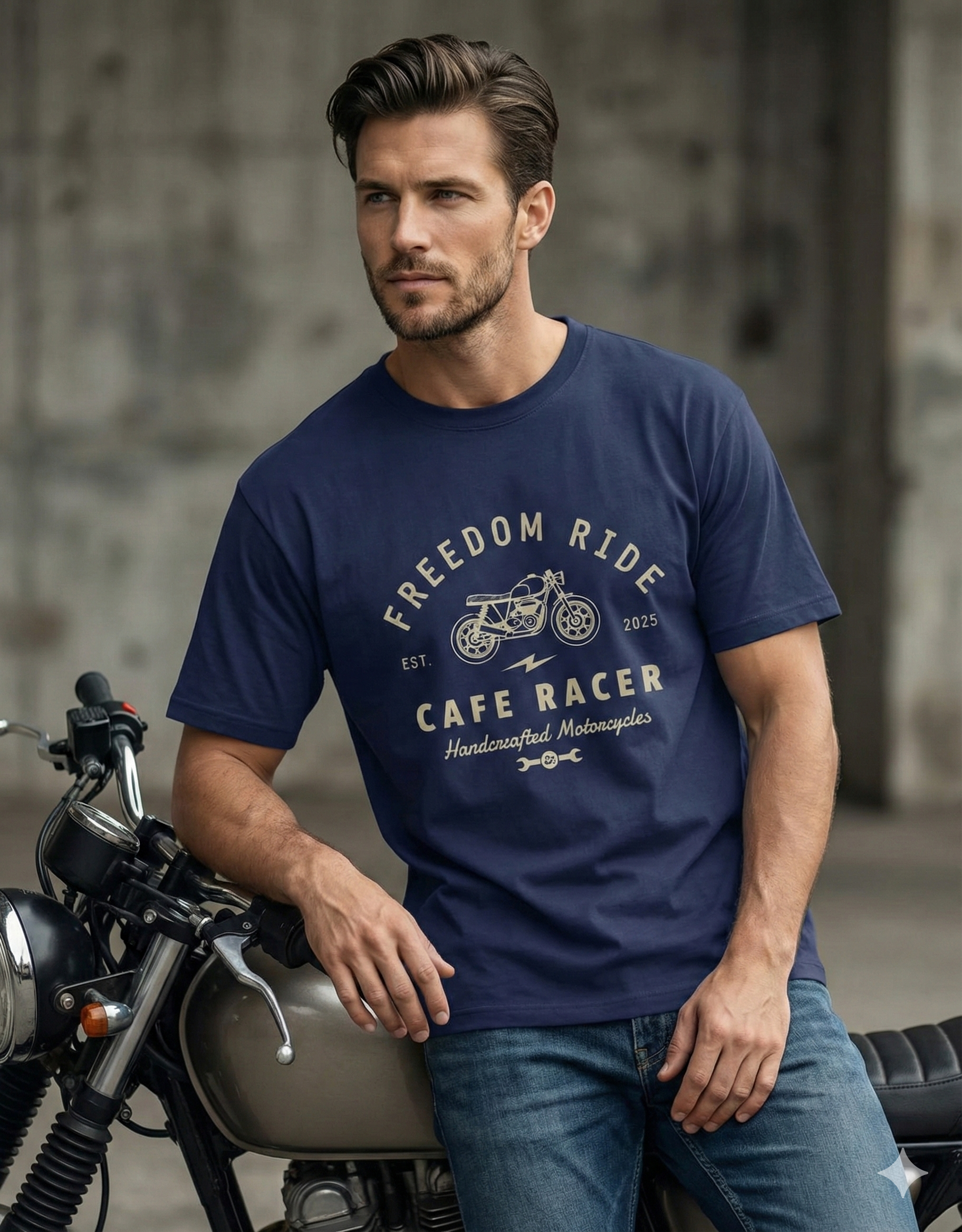 Cafe Racer motorcycle lifestyle t-shirt for men Freedom Ride design
