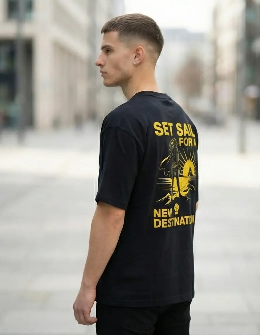 Close up of Set Sail for a New Destination graphic print