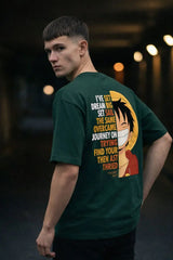 Close up of anime character motivational back print t-shirt