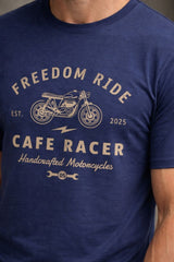 Freedom Ride Cafe Racer men t-shirt with vintage motorcycle graphic