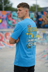 Modern streetwear t-shirt with colorful back print