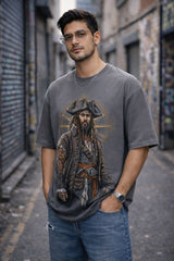 Streetwear look with oversized pirate graphic t-shirt
