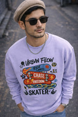 Urban Flow Skater sweatshirt lifestyle streetwear look in urban alley