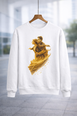 White couple graphic sweatshirt unisex cotton fleece romantic illustration front view