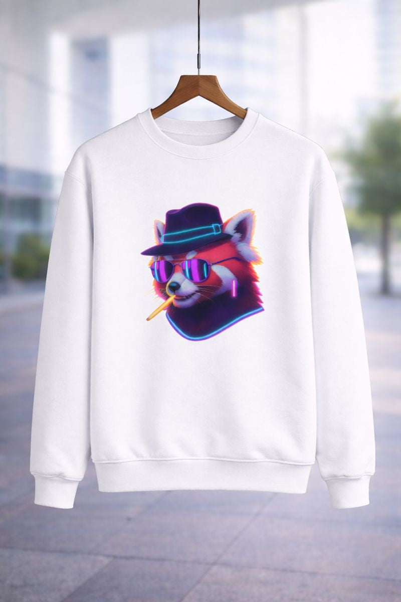 White neon fox printed unisex sweatshirt