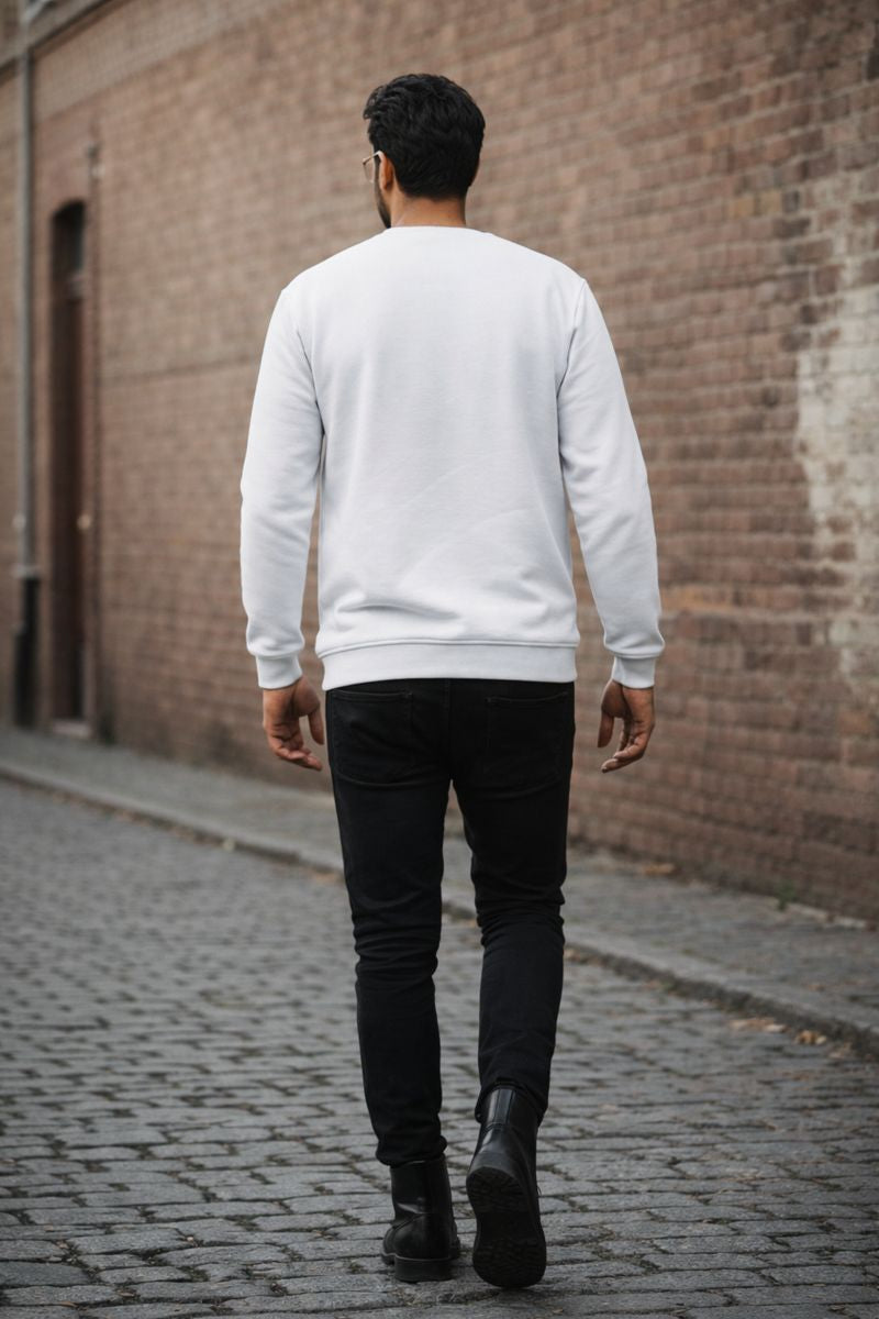 Forward Thinking oversized sweatshirt back view showing clean finish and premium streetwear fit