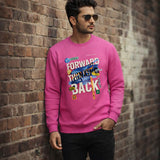 Forward Thinking oversized sweatshirt for men in pink color with bold graphic print, premium streetwear front view