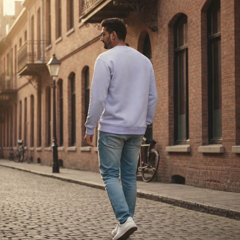 Mind Trip oversized sweatshirt back view showing relaxed unisex fit and premium 400 GSM streetwear fabric