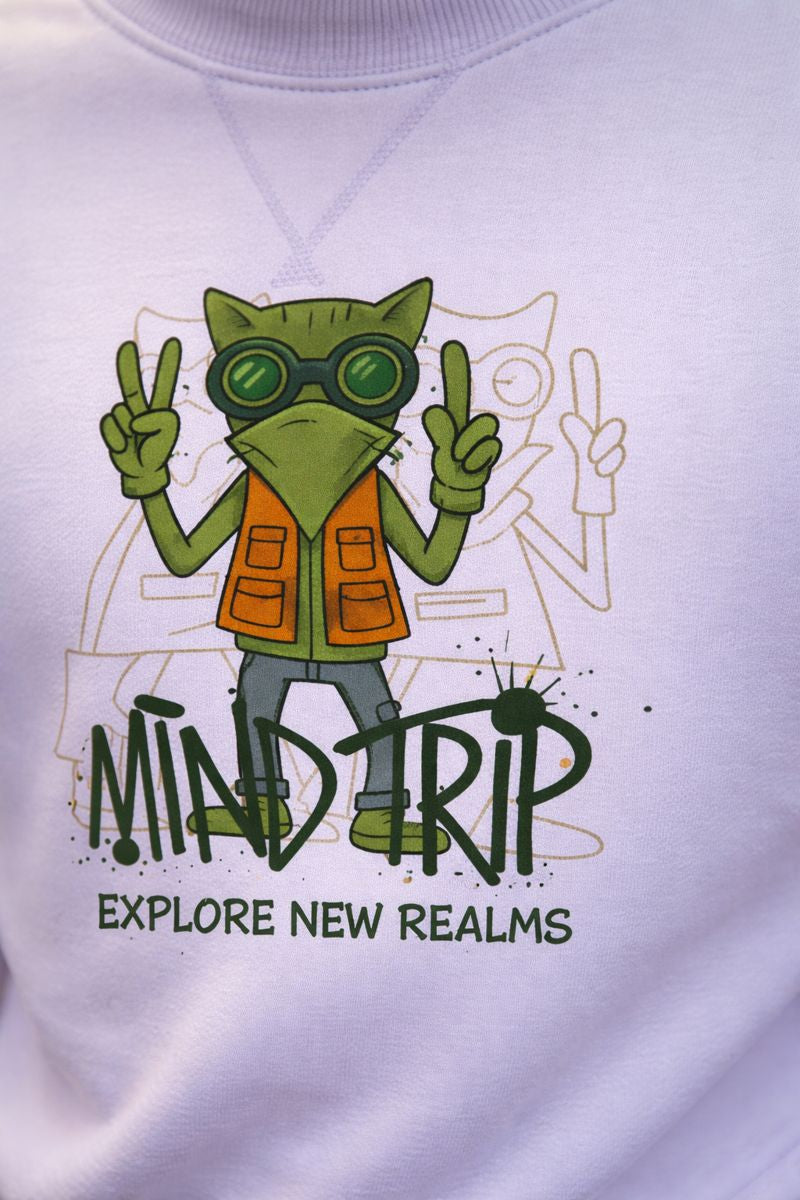 Mind Trip graphic print oversized sweatshirt with high quality print on 400 GSM cotton polyester blend fabric