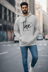 The Journey Begins oversized hoodie for men in grey color, premium casual streetwear look