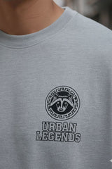 Urban Legends logo print on front of oversized cotton t shirt