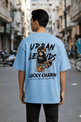 Blue Urban Legends lucky charm oversized t shirt streetwear