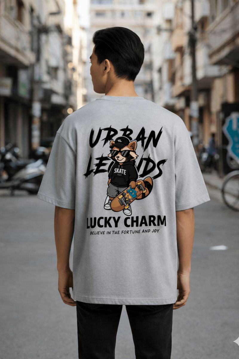 Grey Urban Legends lucky charm oversized t shirt back print