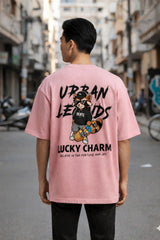 Urban Legends lucky charm oversized t shirt back print pink color
